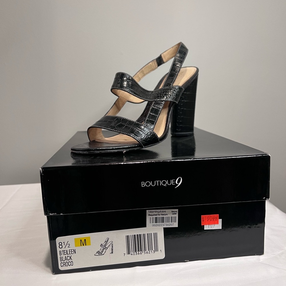 Boutique 9 Black Croco Heeled Sandals